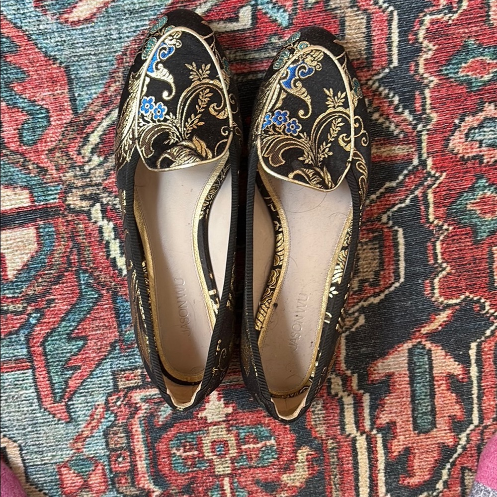 Jason Wu black and gold loafers 37.5 EU 7 USA